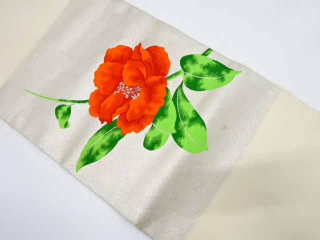 未使用品　枝花模様織り出し　名古屋帯